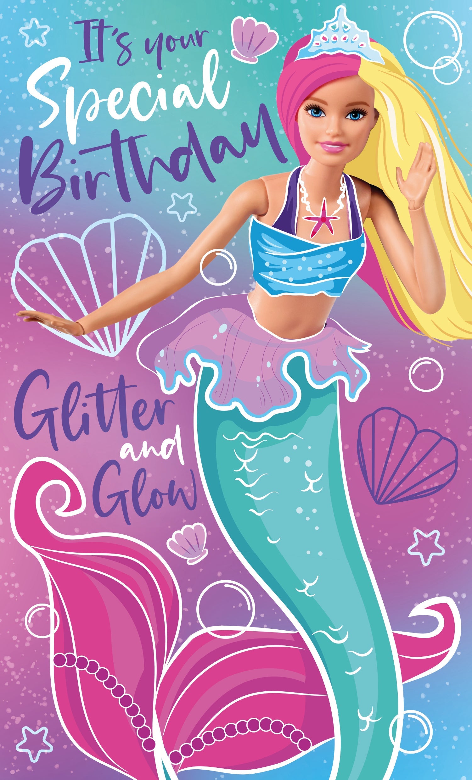 Mermaid 'glitter And Glow' Birthday Card Official Product