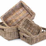 Rattan Shallow Kubu Grey Rattan Rectangular Basket | Gray
