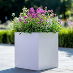 Zinc Galvanised Square Planter | 60cm x 60cm x 60cm | White