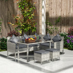 5 Pcs 6 Seater Corner Garden Sofa With Glass Top Table