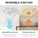 White 8-petal Ceiling Fan Light 3 Blades With 3-color Dimming, 6-speed ​, Remote Control, Timer & App Control