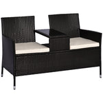 Companion Seat Table Chair Conservatory Rattan Loveseat | Brown