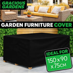 Rectangular Outdoor Patio Waterproof Garden Furniture Cover, Weatherproof Rattan Sofa Protector | 150 x 90 x 75cm | Black