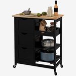 HOMCOM Rolling Kitchen Island Cart, Bar Serving Cart, Compact Trolley Black