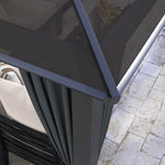 Hardtop Gazebo Canopy With Mosquito Netting And Curtains | Large | Dark Gray
