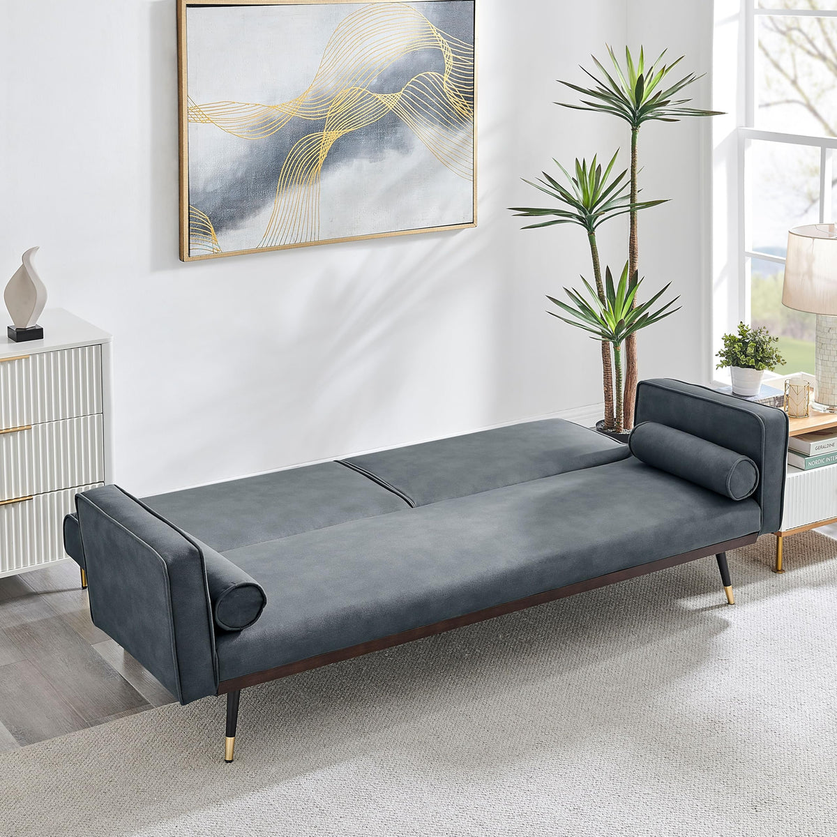 Jenna Suede Sofa Bed 3 Seater Living Room | Grey