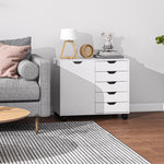 Modern Mobile 5-drawer Cabinet W/ Door, Office Storage
