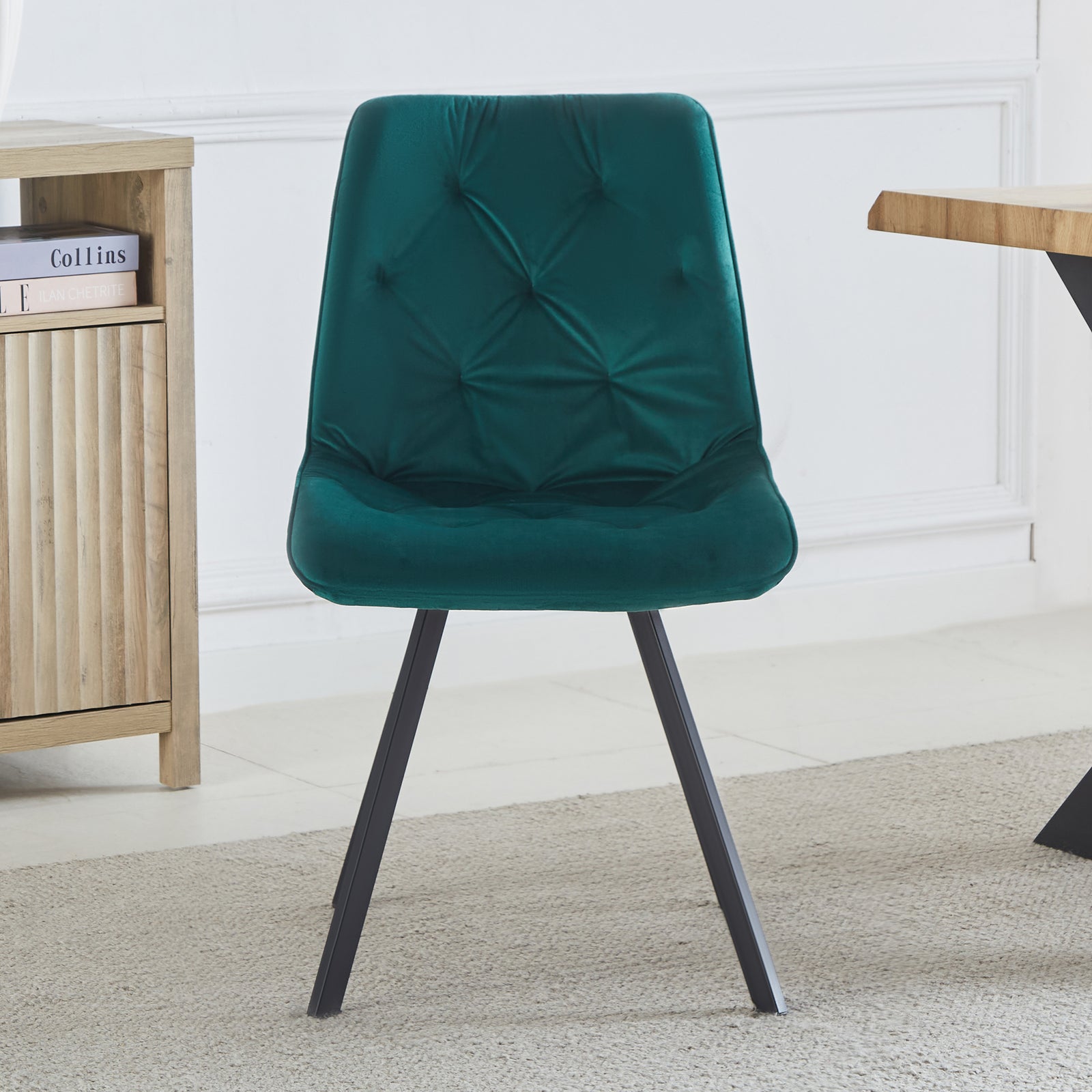 Set Of 2 Caprile Fabric Dining Chairs | Green