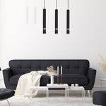Joker Contemporary Pendant Lamp 3xgu10 Hand Made Cylindrical Style Light Finished In Matt Black With Chrome Detail
