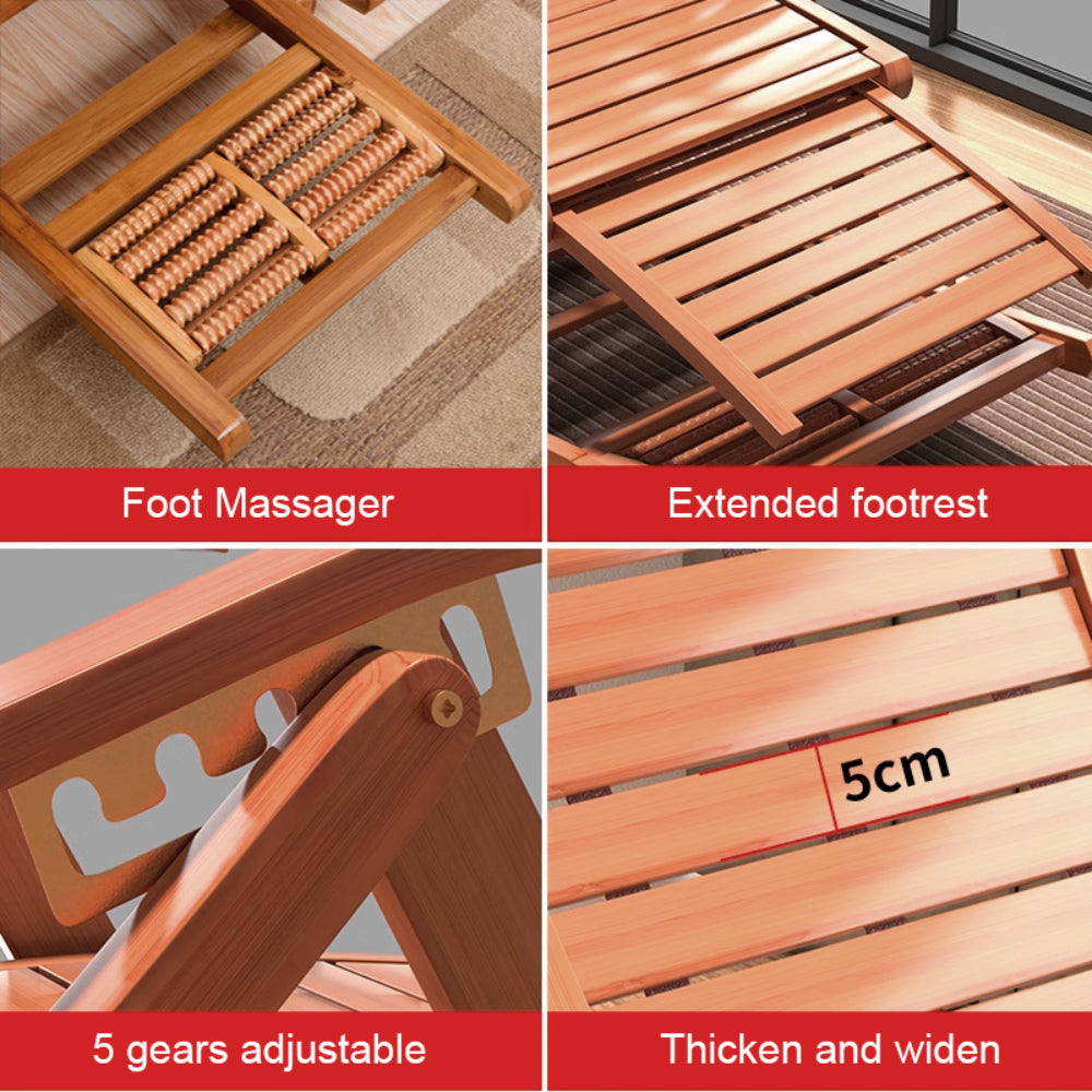 Bamboo Rocking Chair Foldable Recliner | One Size | Dark Brown
