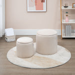 Modern Fabric Storage Ottoman, Set Of 2 | Cream