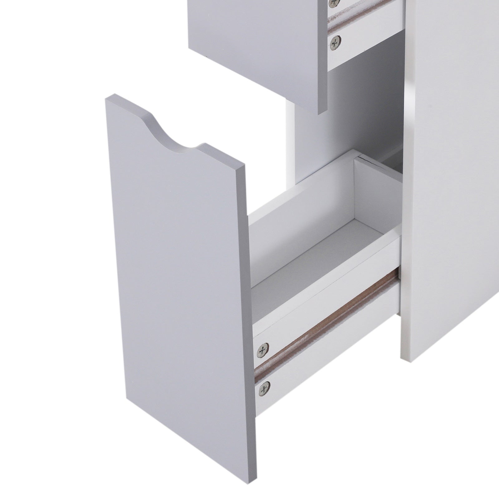 Tall Bathroom Cabinet With Shelf, Drawers | One Size | White