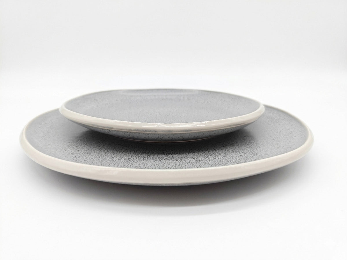 Reactive Grey Glaze Dinnerware Set Nordic Pebble Side Dessert Plates 21cm | Set of 6 | Grey