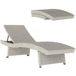 Pe Rattan Sun Lounger With 4-level Adjustable Backrest