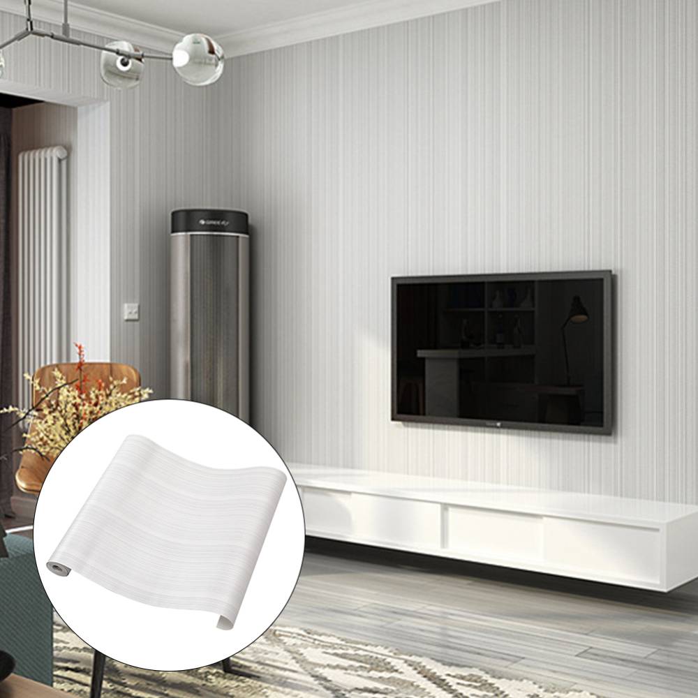 Modern Grey Striped Emboss Non-woven Wallpaper