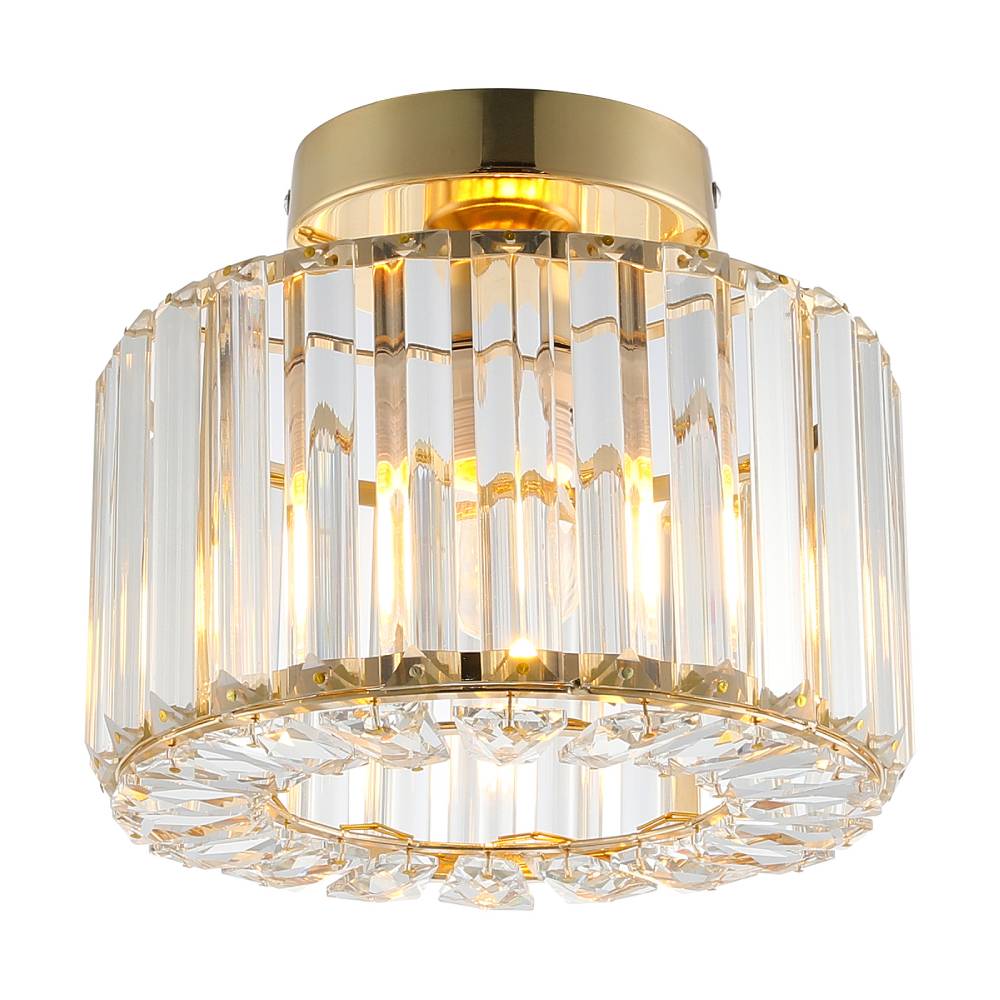 Modern Round Crystal Shade Chandelier Gold Ceiling Light Fixture