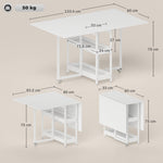 Folding Dining Table, Drop Leaf Table With Open Compartments | White