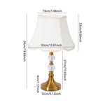 Gold & White Led Table Lamp With Crystal Accents – Wavy Fabric Shade, Adjustable Colour Temperature