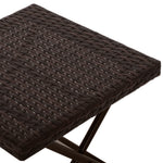 Folding Rattan Coffee Table W/ Steel Frame Bistro Garden | Brown