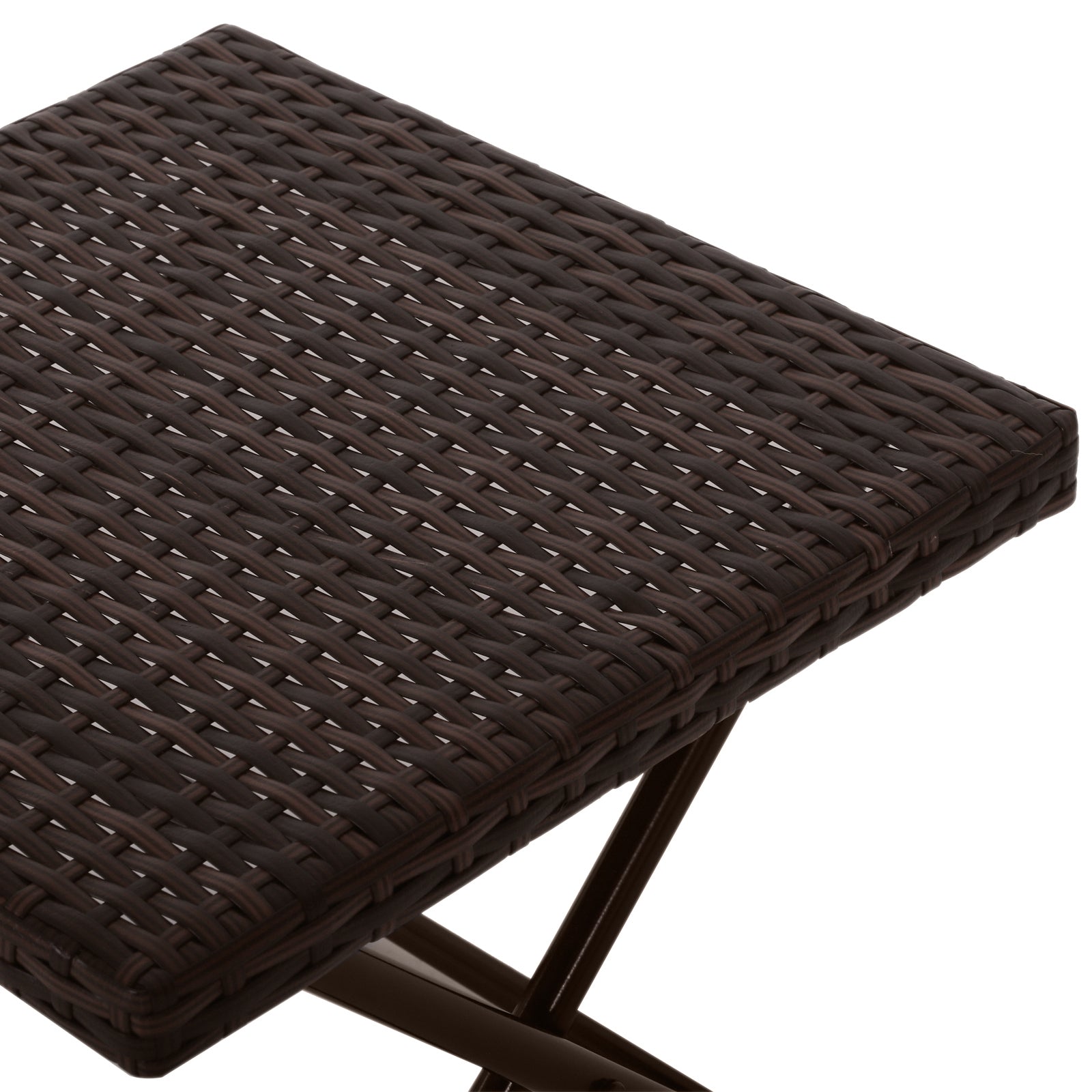 Folding Rattan Coffee Table W/ Steel Frame Bistro Garden | Brown