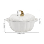 Enamelled Cast Iron Pumpkin Dutch Oven With Lid And Handles | White