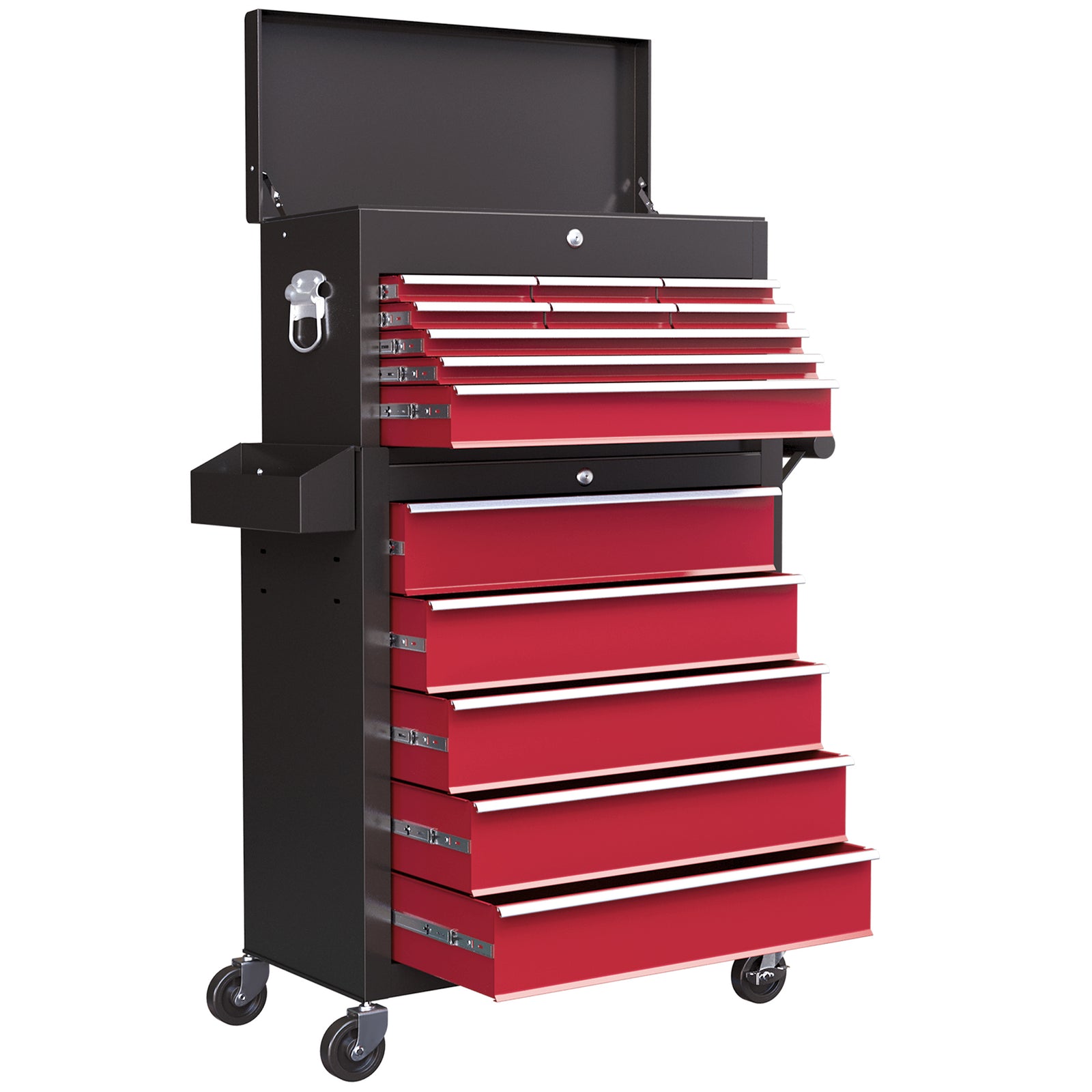 14 Drawer Tool Cabinet, Lockable, Wheels | Red