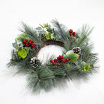 Artificial Frosted Pinecone Wreath, 50cm, Winter Snow