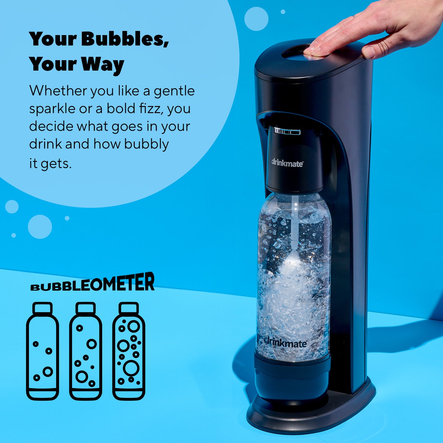 Omnifizz Soda Maker, Sparkling Water Maker With 60l Co2 Canister | Set-of-2 | Blue