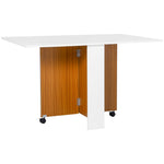 Folding Dining Table, Mobile Desk, Casters, Teak