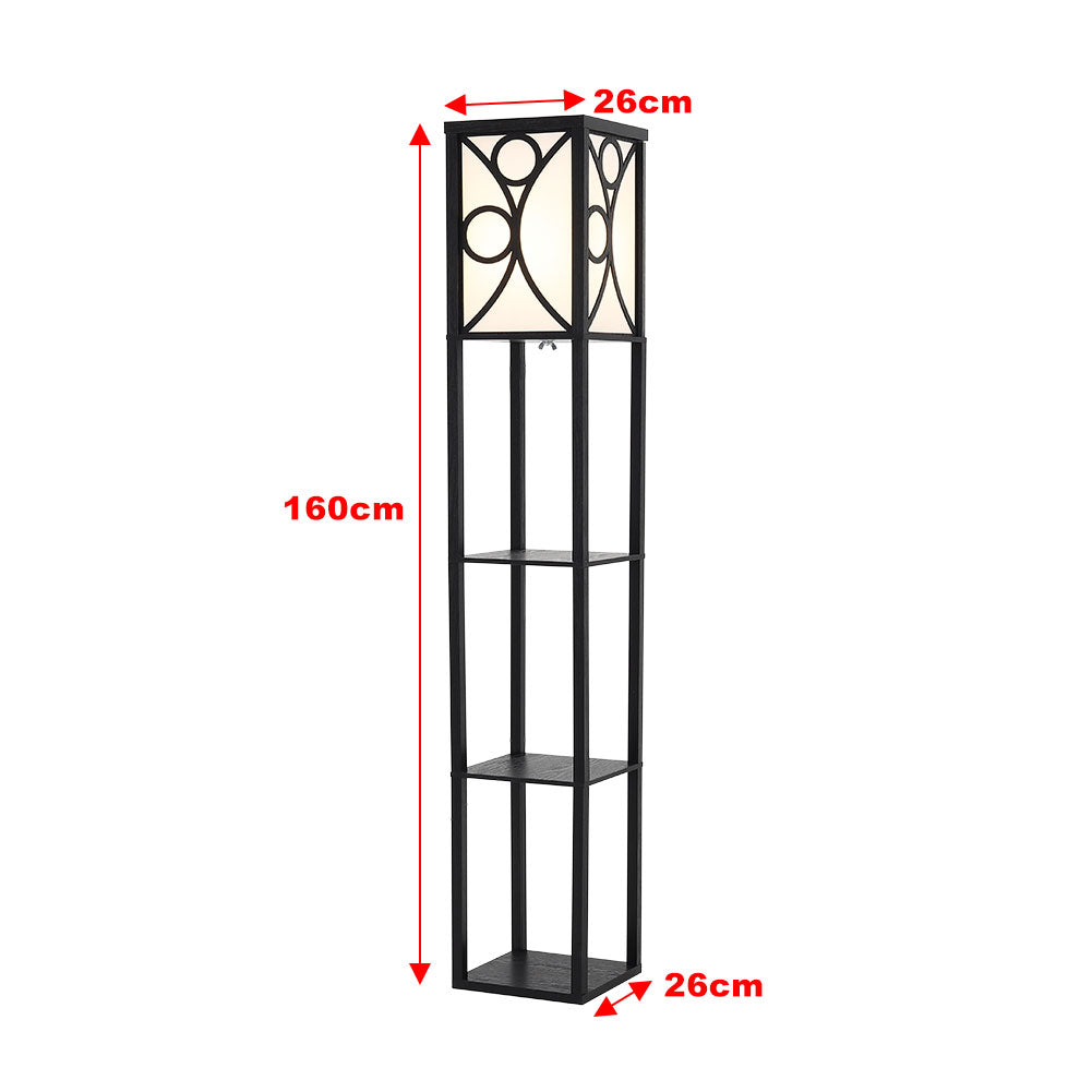 Breeins Floor Lamp Wood Standing With Storage Shelf
