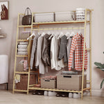 Bamboo Bedroom Garment Clothes Rack Natural 110cm