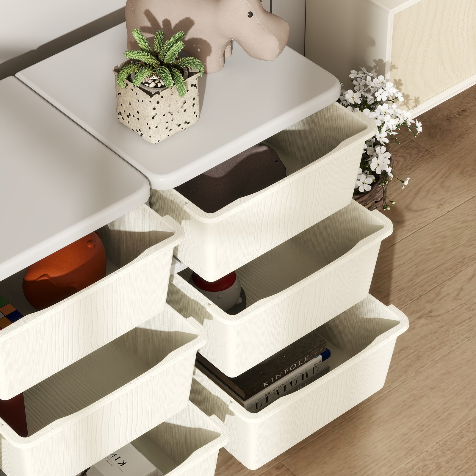 Kids Storage Units With Drawers 3 Tier Chest Dresser Tower | Cream
