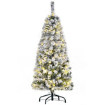 4/5/6ft Prelit Snow Flocked Christmas Tree With Light | 4ft | Green