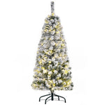 4/5/6ft Prelit Snow Flocked Christmas Tree With Light | 4ft | Green