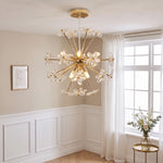 Crystal Chandeliers Ceiling Light With Flower, Pendant Light, Clear