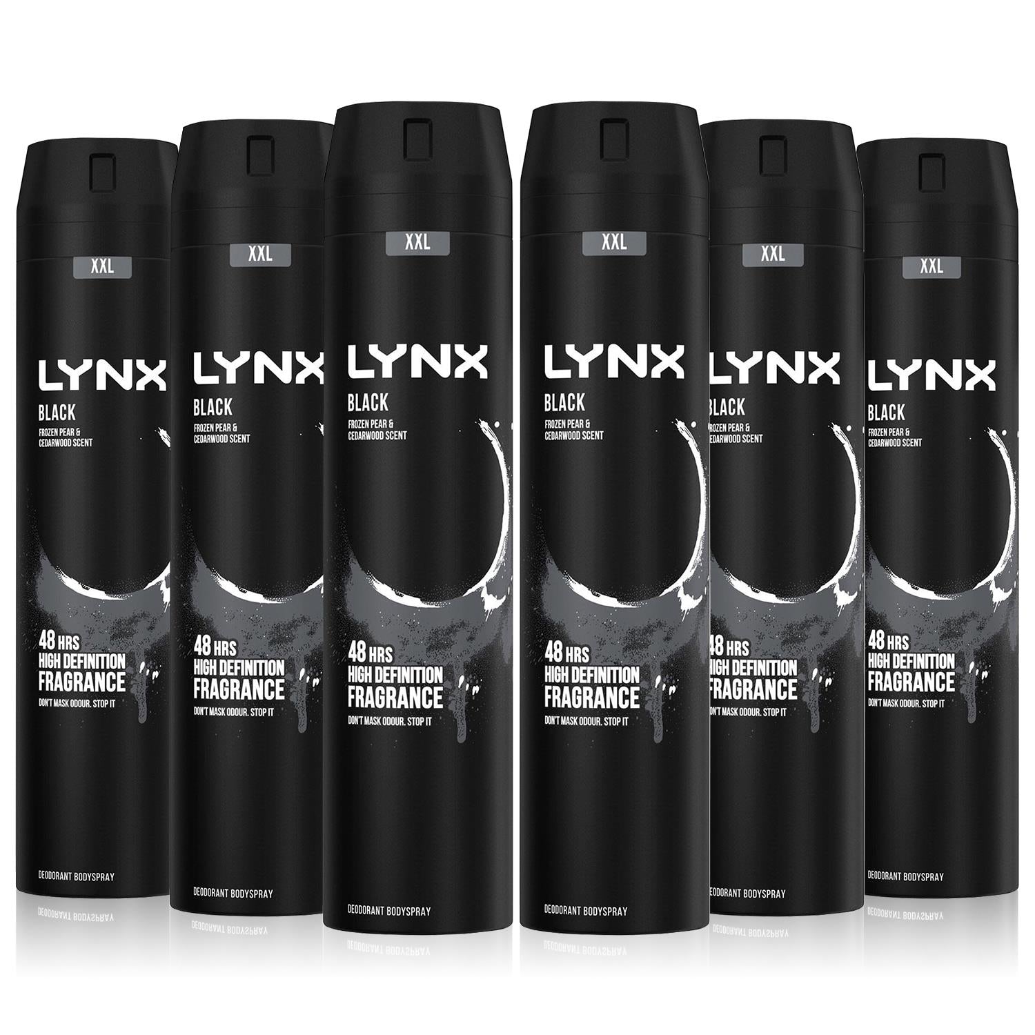 Xxl Black 48-hour High Definition Fragrance Body Spray Deodorant, 6x 250ml