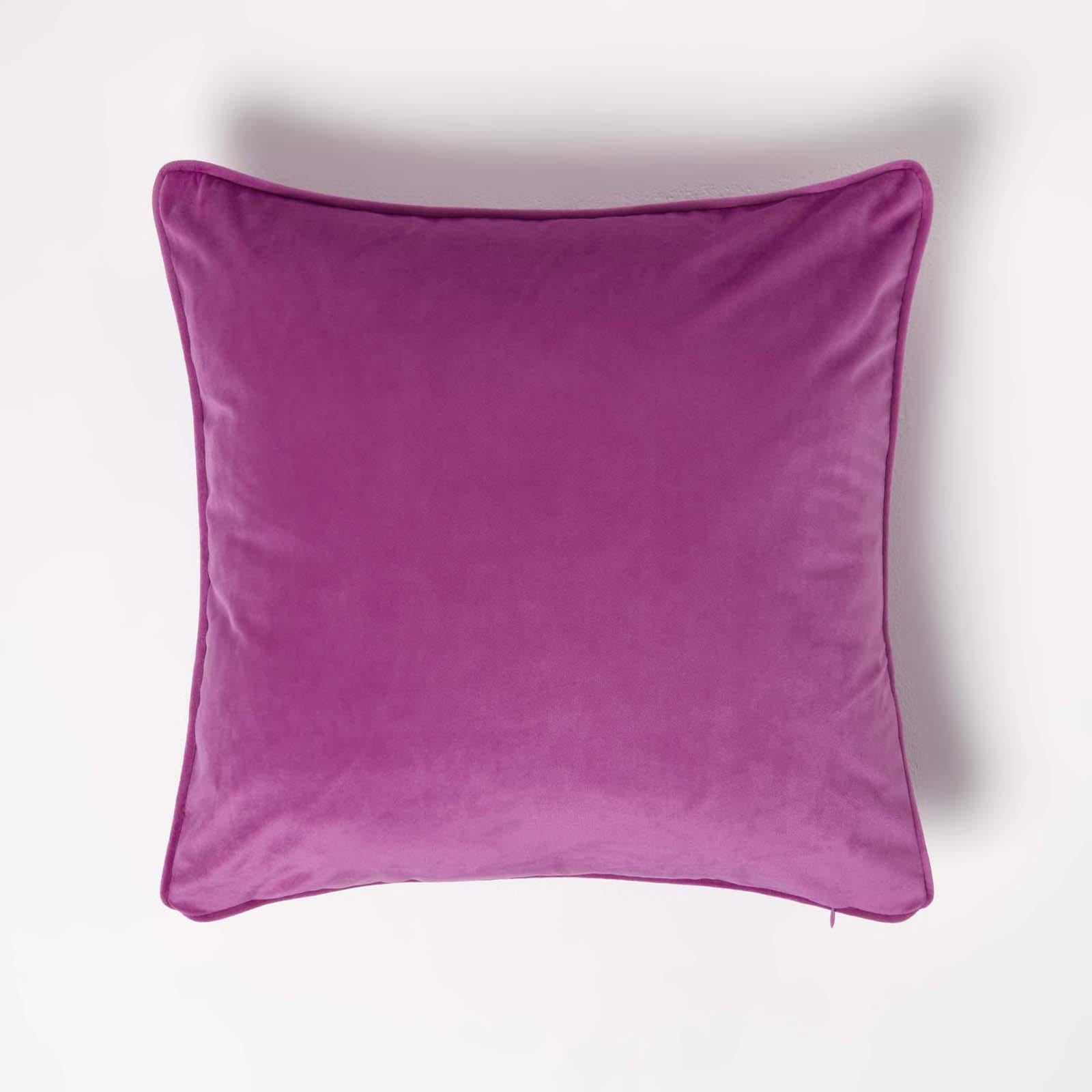 Filled Velvet Cushion With Piped Edge 46 X 46 Cm | 45cm x 45cm | Hot Pink