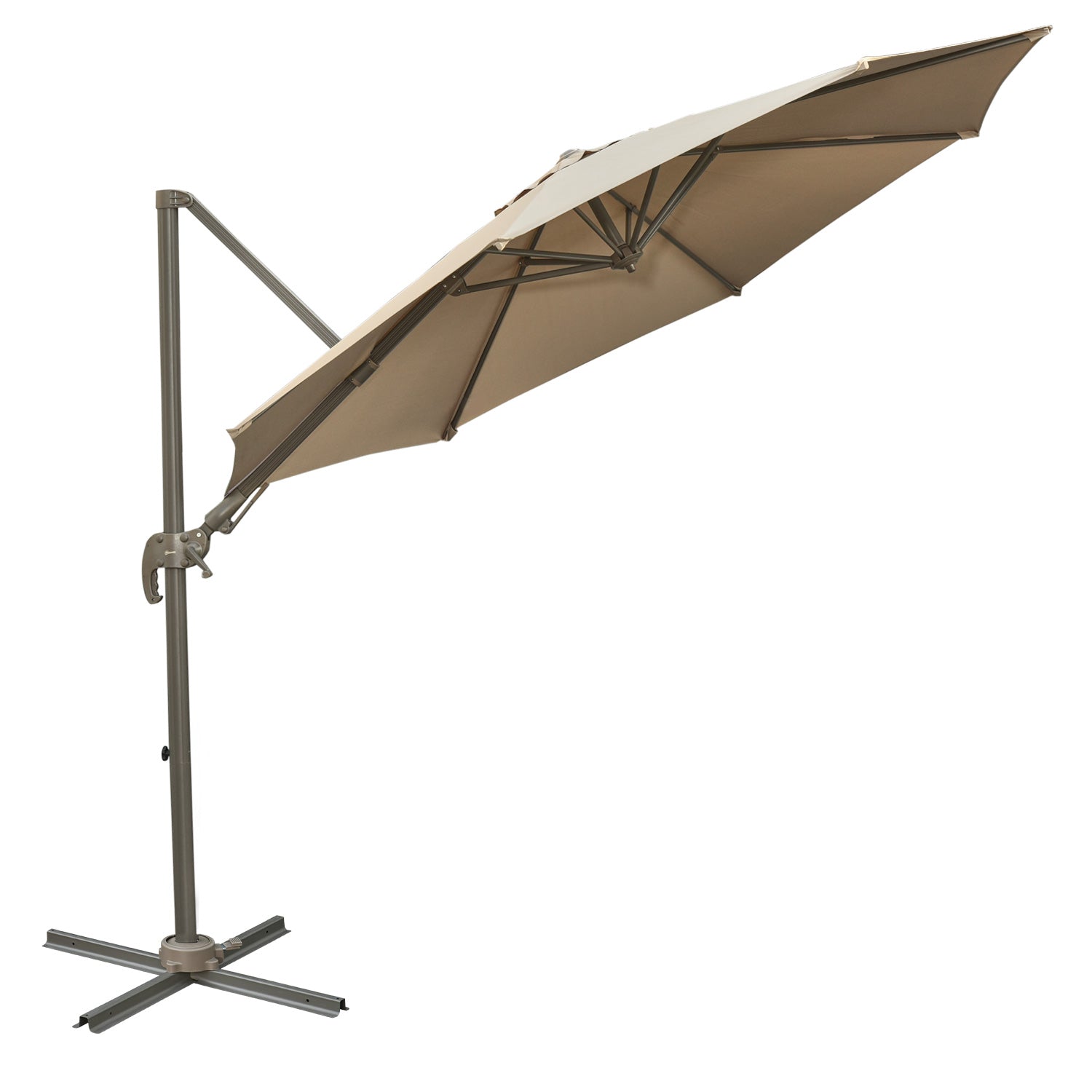 3m Garden Roma Parasol W/ Base | Khaki