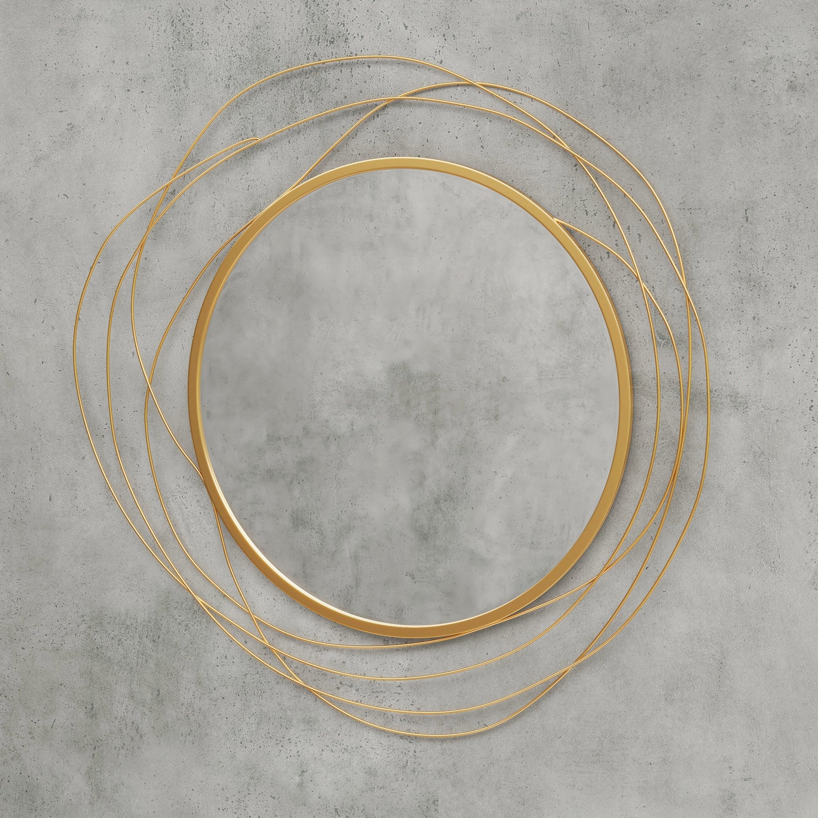 Metal Wall Art 65cm Round Mirror For Living Room | One Size | Gold