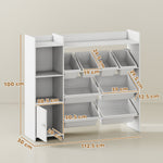 Toy Storage Unit With 8 Removable Bins, Storage Shelves, Cabinet | White