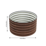 80cm Dia X 43cm H Brown Wood Grain Round Metal Raised Garden Bed Outdoor Planter Box