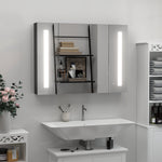 Led Bathroom Mirror Cabinet With Shelves High Gloss Black