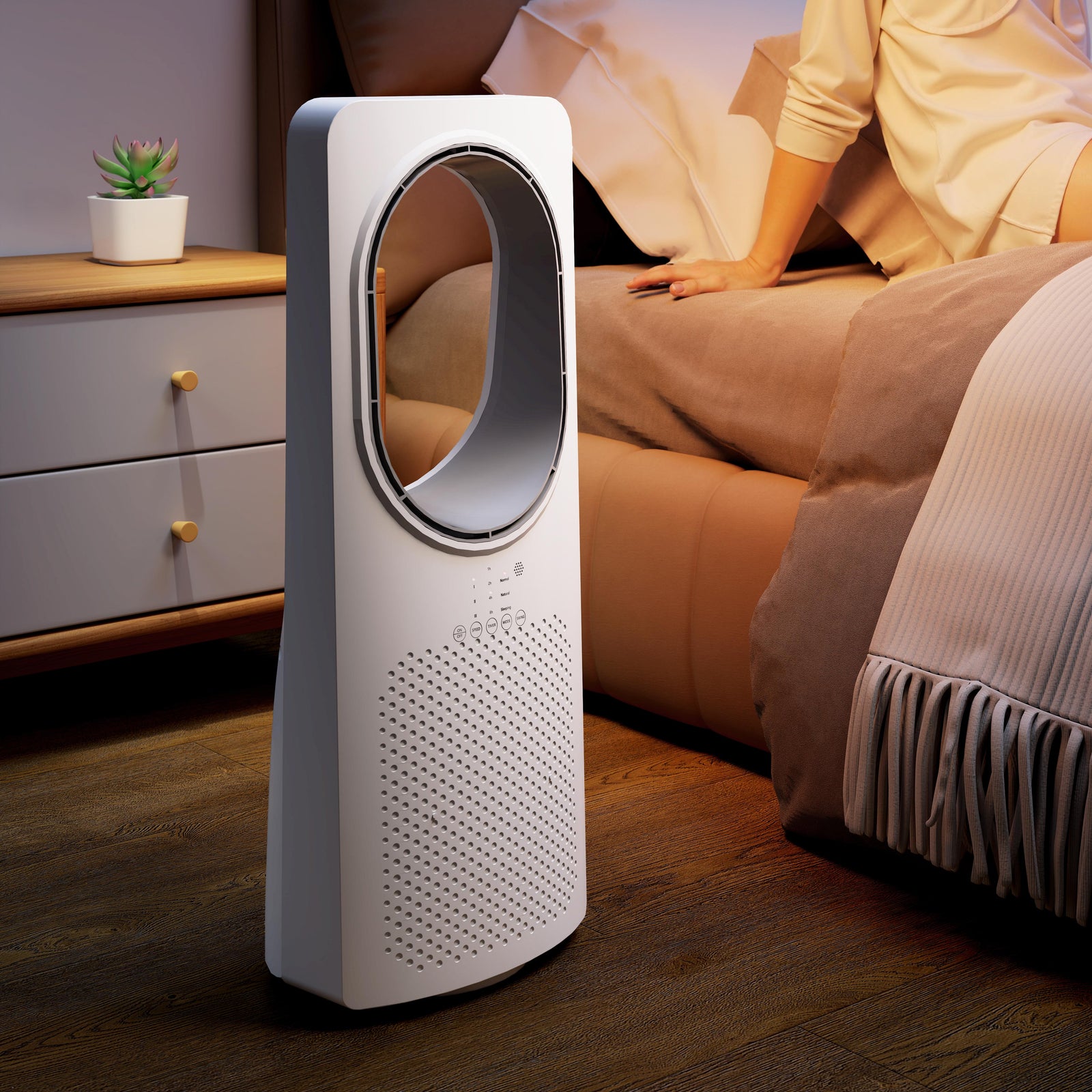 HOMCOM Bladeless Tower Fan With Oscillating, 3 Speeds, 3 Modes, 15h Timer