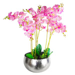 Large Metal Planter Bowl 32 X 20cm Hammered Silver Colour - Curvy Edge