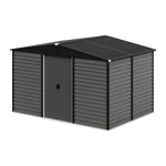 12 X 8ft Metal Storage Shed With Foundation, Double Sliding Doors & Vents, Weatherproof Outdoor Tool Shed For Garden Or Backyard