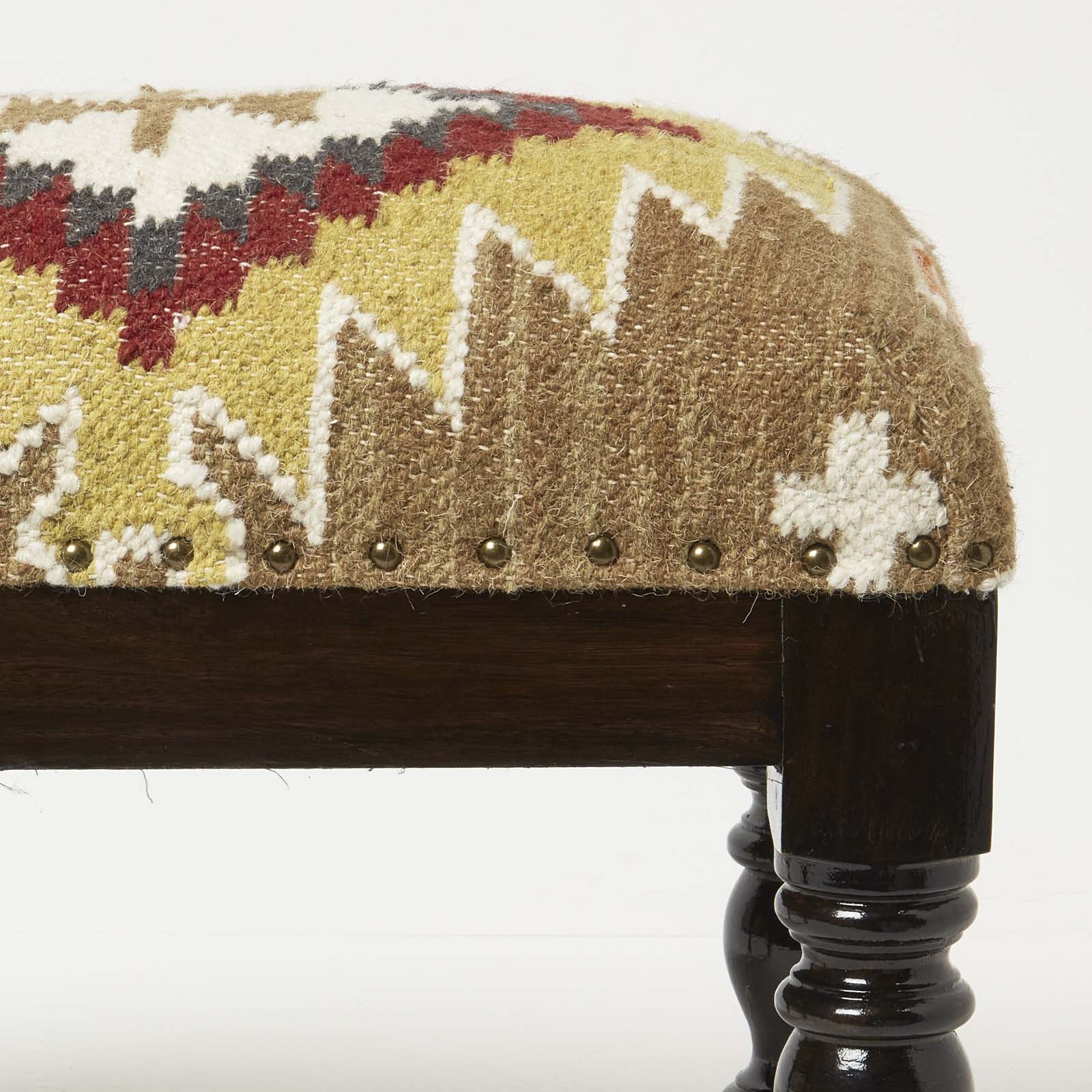 Jaipur Handwoven Kilim Footstool | 50cm x 30cm | Multi Colour