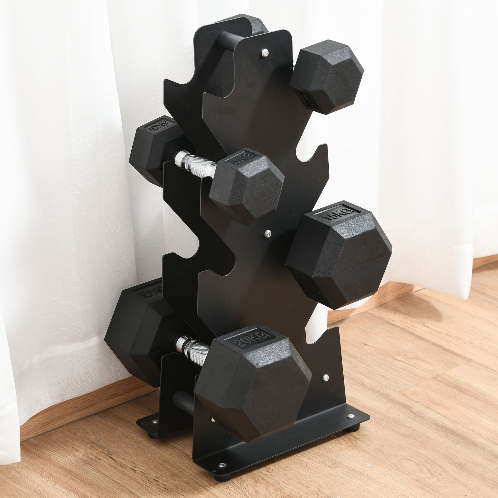 15kg Hex Rubber Dumbbell For Home Exercise | Black