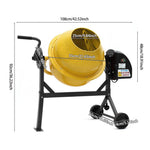 63l 220w Electric Cement Mixer With 2 Wheels,steel Concrete Mixer Machine | Yellow