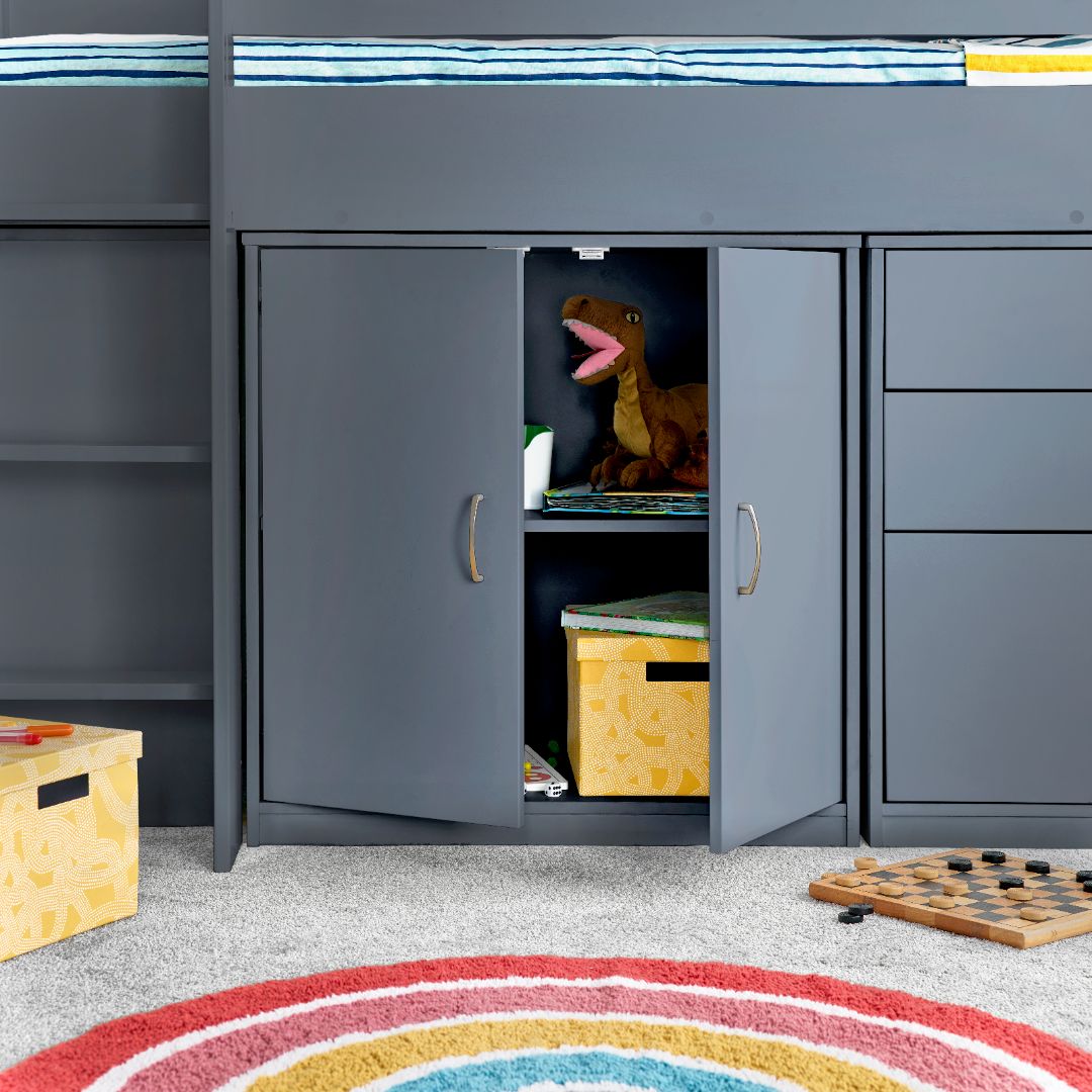 Lacy Storage Mid Sleeper Bed | Single | Grey