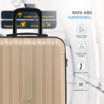55x40x20cm Lightweight Luggage Overhead Cabin Hard Shell Cabin Suitcase 60+ Airlines Approved - Carry On Case - 4 Wheels | Cabin | Champagne